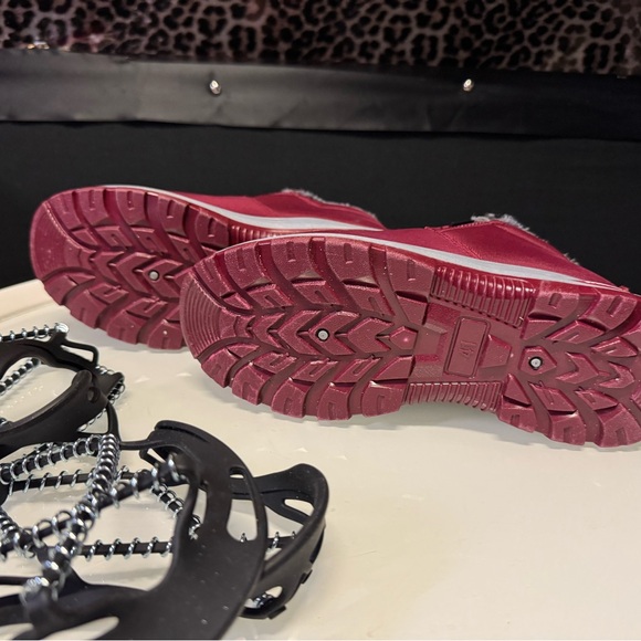 Women's Red Winter Boots with slip guards! Never be afraid to walk on Ice again! - Picture 7 of 7